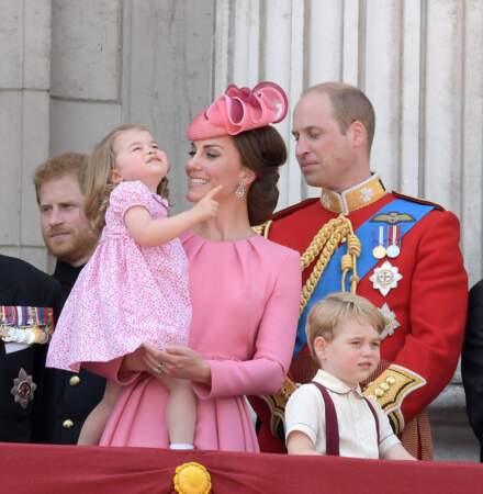 Kate Middleton, Prince William et leurs enfants Charlotte et George, à Buckingham Palace