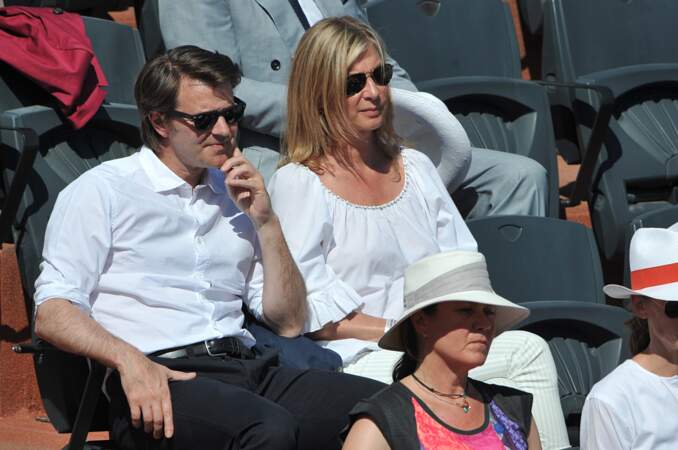 François Baroin et Michèle Laroque dans les tribunes de Roland Garros en 2014