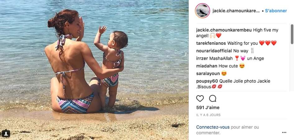 Jackie Chamoun Karembeu avec sa fille Gaïa, née de son union avec le footballeur Christian Karembeu
