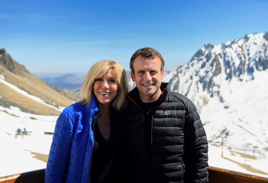 12 avril 2017: En campagne électorale, Brigitte et Emmanuel Macron, déjà raccord, tous les deux en doudoune