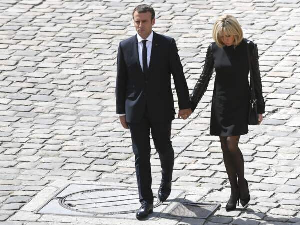 5 juillet 2017 : Brigitte Macron et Emmanuel Macron tout en noir pour rendre hommage à Simone Veil