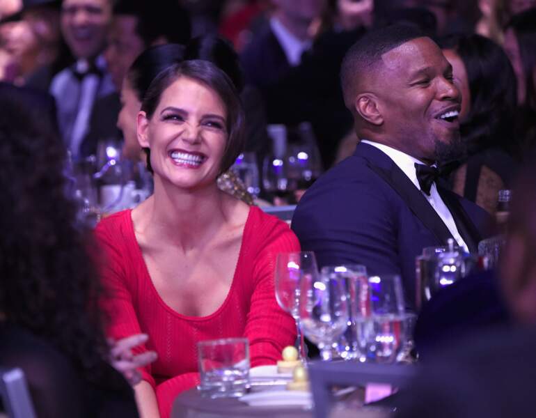 Katie Holmes et Jamie Foxx tout sourire le 27 janvier 2018 durant une soirée en marge des Grammy Awards