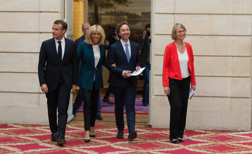 Stéphane Bern et Brigitte Macron, très complices à l'Elysée le 31 mai 2018