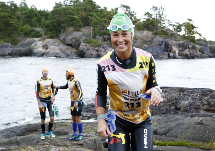 Pippa Middleton participe à l'épreuve sportive "Otillo Swim-Run World Championship" en Suède, le 7 septembre 2015