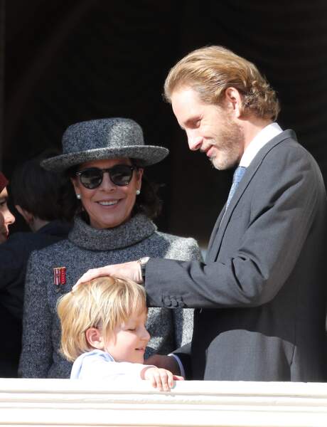 La princesse Caroline de Hanovre, Andréa Casiraghi et Sacha Casiraghi à Monaco, le 19 novembre 2017