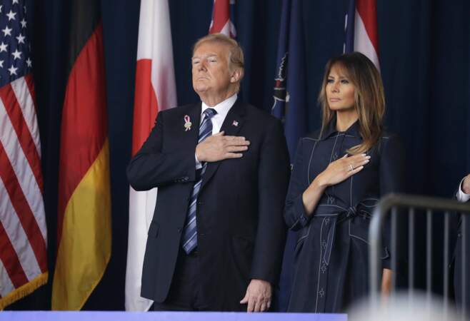Donald Trump et sa femme Melania rendent hommage aux passagers du vol 93 morts le 11 septembre 2001.