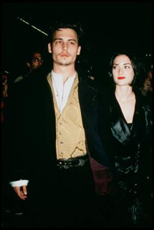 Johnny Depp et sa compagne, l'actrice Winona Ryder (1992)
