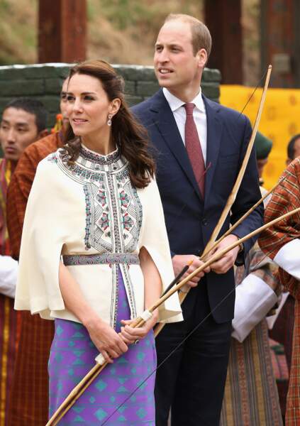 Le duc et la duchesse de Cambridge lors de la démonstration de tir à l'arc