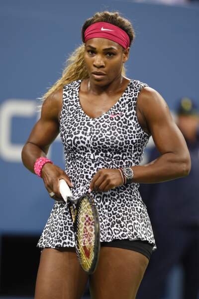 A l'US Open de tennis 2014, la joueuse internationale en mini-jupe à imprimé léopard.