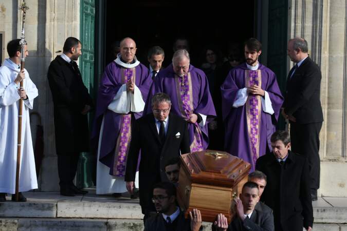 Sorties des obsèques de Andrée Sarkozy dite Dadue née Andrée Mallah, le 18 décembre 2017