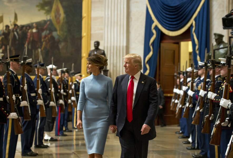 Melania Trump en ensemble Ralph Lauren lors de l'investiture de Donald Trump à Washington le 20 janvier 2017