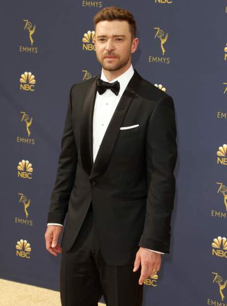 Justin Timberlake portait un costume noir Tom Ford au 70ème Primetime Emmy Awards.