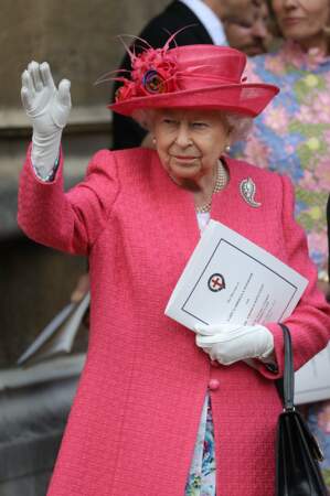 La reine Elizabeth II lors du mariage de Lady Gabriella Windsor, samedi 18 mai à la chapelle Saint George.