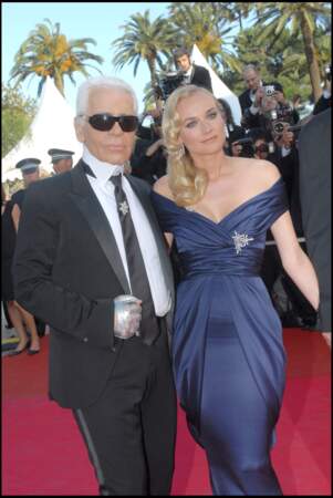Diane Kruger et Karl Lagerfeld au festival de Cannes, en 2007
