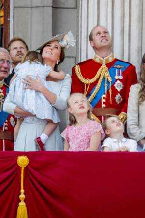 Les membres de la famille royale britannique lors du rassemblement militaire "Trooping the Colour"