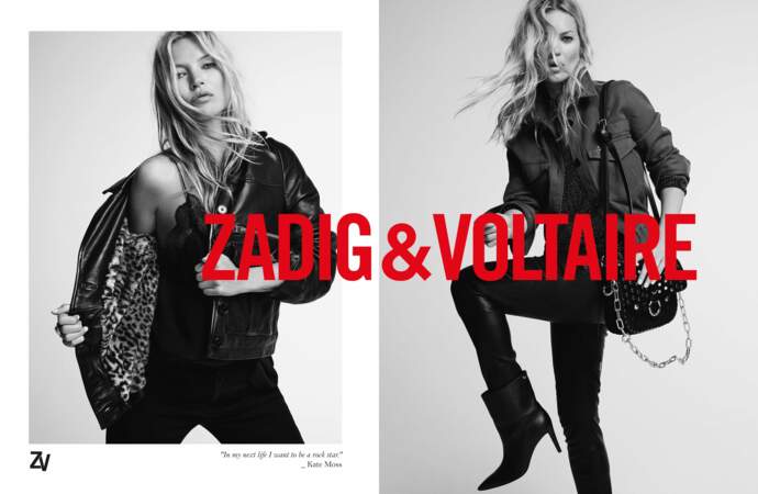 Kate Moss réaffirme son côté rock avec Zadig & Voltaire pour cette nouvelle saison.
