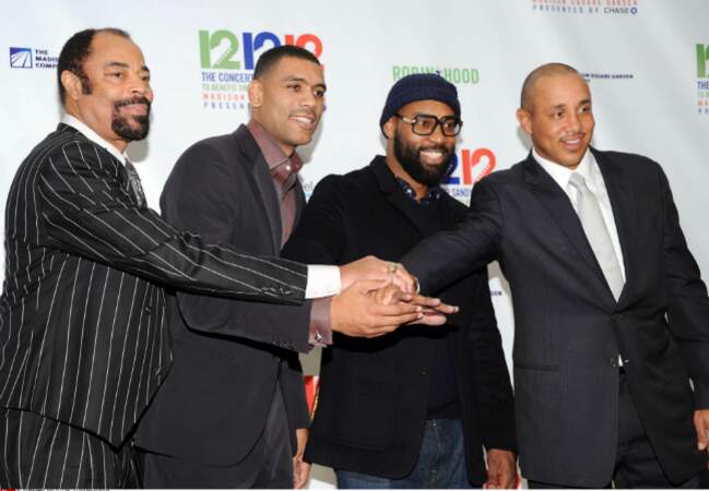 Earl Monroe, Allan Houston, Baron Davis et John Starks basketteurs des New York Knicks