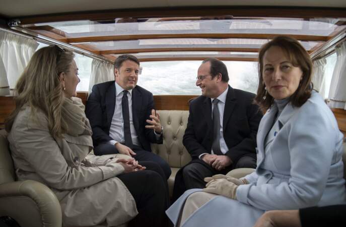 François Hollande et Ségolène Royal avec Matteo Renzi lors du sommet franco-italien à Venise le 8 mars 2016