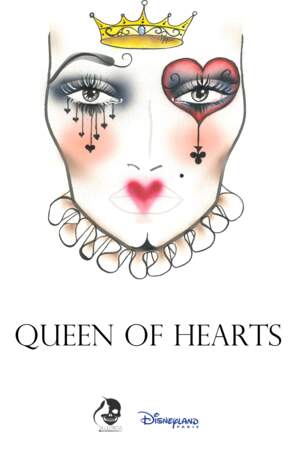 Maquillage Reine de coeur créé par la make-up artist Vanessa Davis pour Disneyland Paris