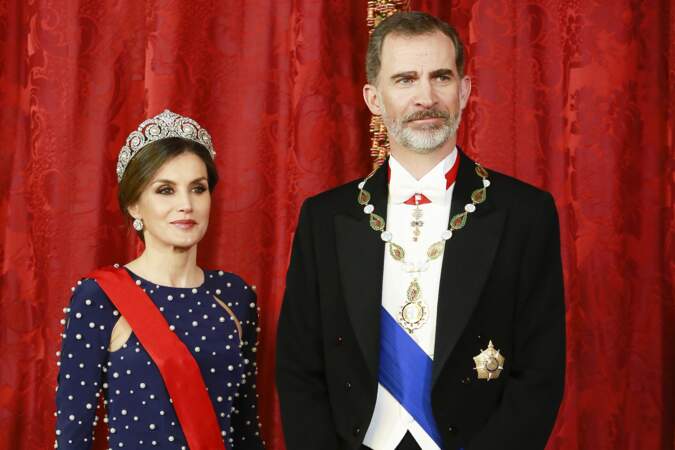 Le roi Felipe VI et la reine Letizia d'Espagne pour accueillir le président portugais