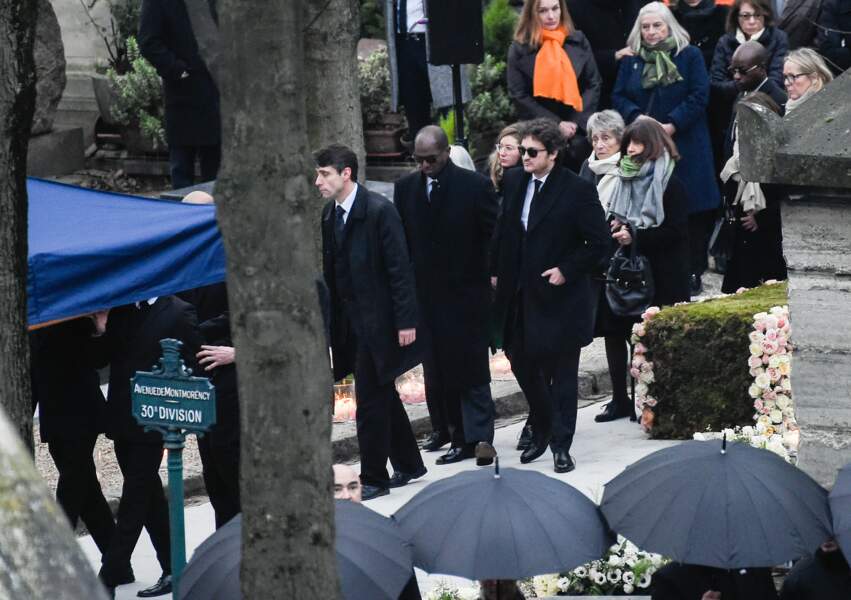 Raphael Hamburger et Bruck Dawit aux obsèques de France Gall à Paris le 12 janvier 2018