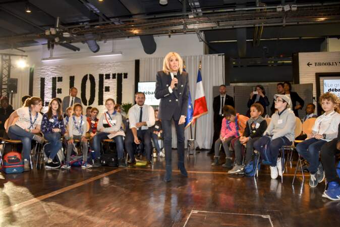 Brigitte Macron à la Cité des sciences et de l'industrie, à Paris, le 20 mars 2019
