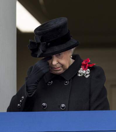 La reine Elizabeth lors de cérémonie du Remembrance Sunday à Londres, le 12 novembre 2017