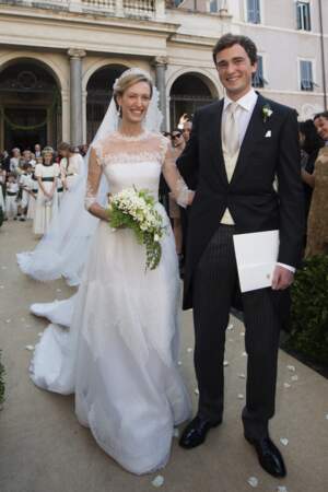 Le prince Amedeo de Belgique et Elisabetta (en robe Valentino) lors de leur mariage le 5/07/14