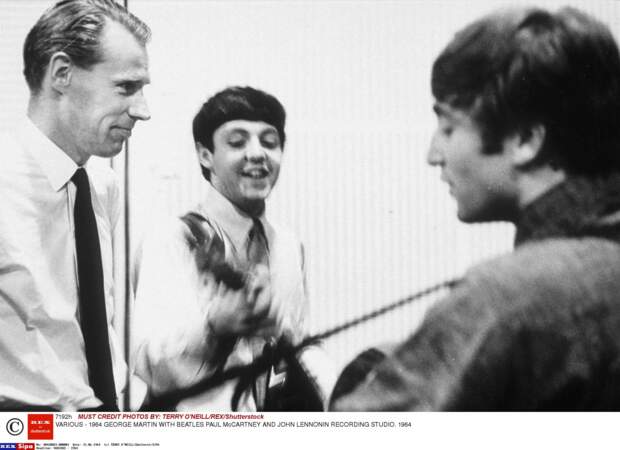 Enregistrement en studio en 1964 avec Paul McCartney et John Lennon