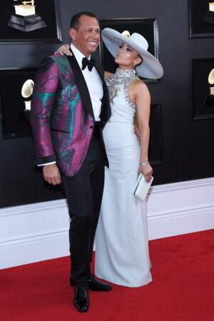 Alex Rodriguez et Jennifer Lopez, sur le photocall des Grammy Awards, le 10 février 2019 à Los Angeles