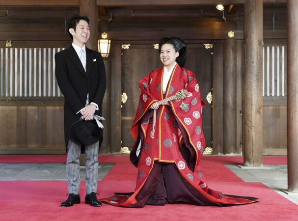 La princesse Ayako du Japon et son époux Kei Moriya le 29 octobre 2018 lors de leur mariage à Tokyo