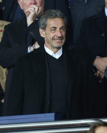 Nicolas Sarkozy lors de PSG-OM, au Parc des Princes, le 17 mars 2019.