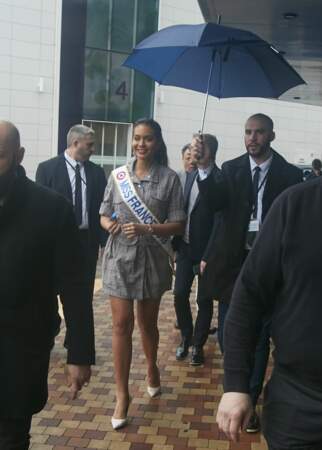 Vaimalama Chaves, Miss France 2019, est arrivée sous la pluie à Trélissac ce samedi 9 mars