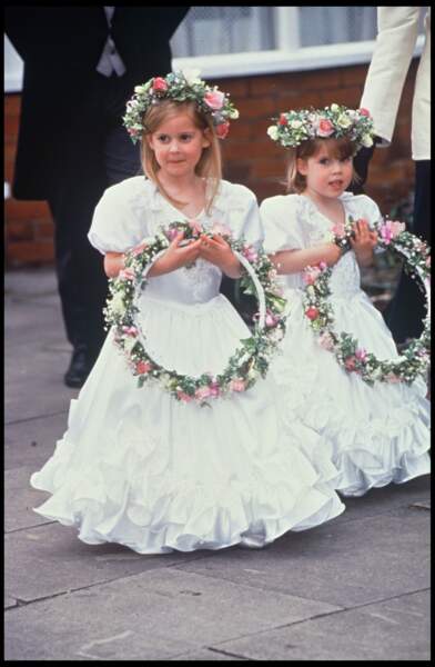 Eugenie et Beatrice d'York, au mariage de leur nurse Alison Bradley à Manchester en 1993