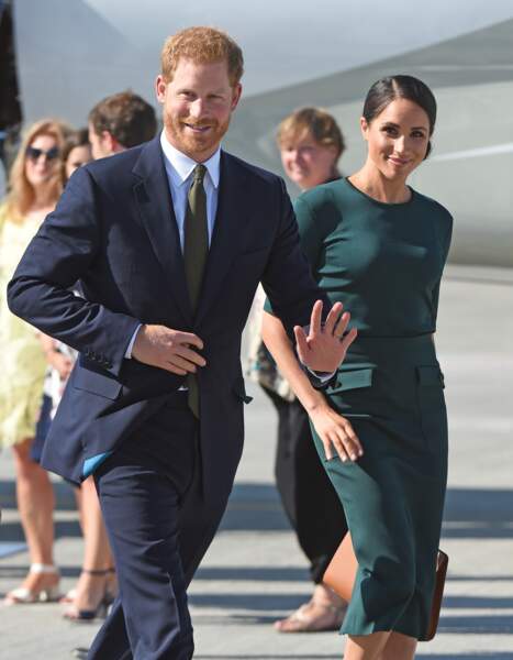 Meghan Markle et le prince Harry à l'aéroport de Dublin le 10 juillet 2018