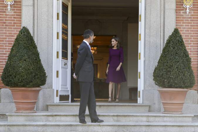Letizia d'Espagne et Felipe VI au palais Zarzuela à Madrid le 6 novembre 2017
