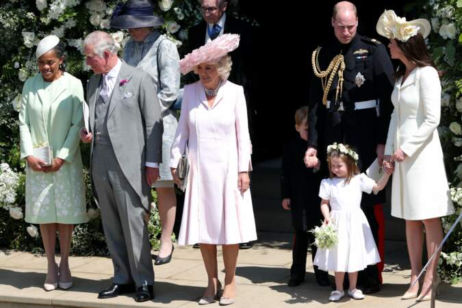 Le prince William, Kate et Charlotte aux côtés de Camilla Parker Bowles, du prince Charles et de Doria Ragland