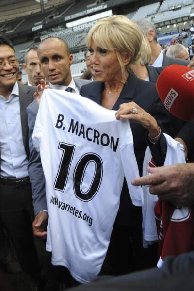 Brigitte Macron et son t-shirt floqué le 12 septembre 2018.