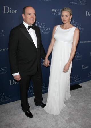  Albert de Monaco et Charlene (en Dior Haute Couture) au Princess Grace Awards à New York le 8 octobre 2014
