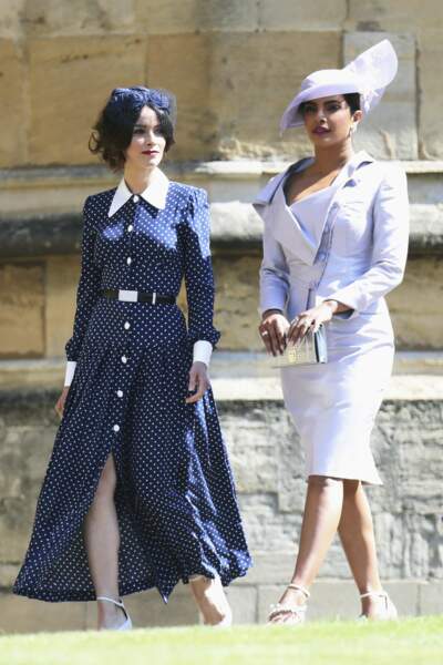 Abigail Spencer a opté pour une création Alessandra Rich lors du royal wedding à Londres, le 19 mai 2018