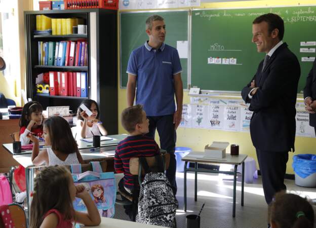 Emmanuel Macron en visite à l'école Louis Houpert de Forbach