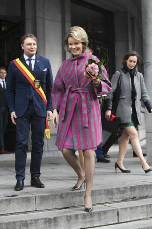 La reine Mathilde en visite à Mons en marge de la journée internationale de la femme, le 7 mars 2017
