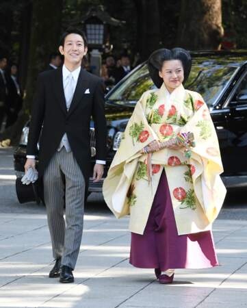 La princesse Ayako de Takamodo et son mari Kei Moriya, lors de leur mariage à Tokyo, le 29 octobre 2018