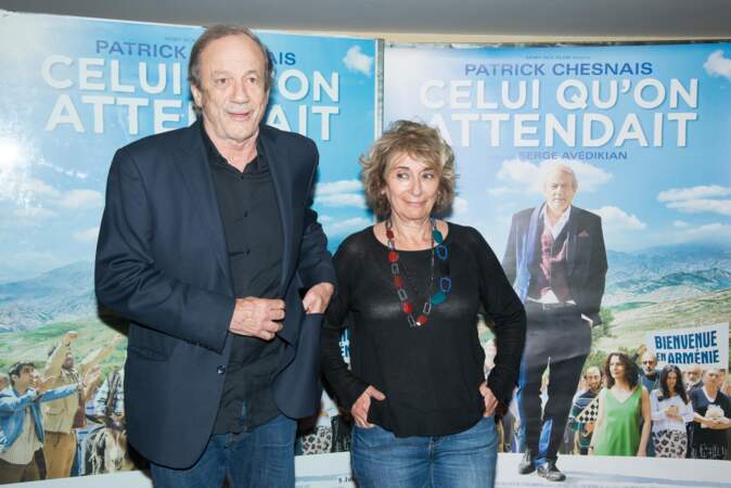 Josiane Stoléru et son époux assistent à la première du film "Celui qu'on Attendait Premiere" à Paris, en juin 2016