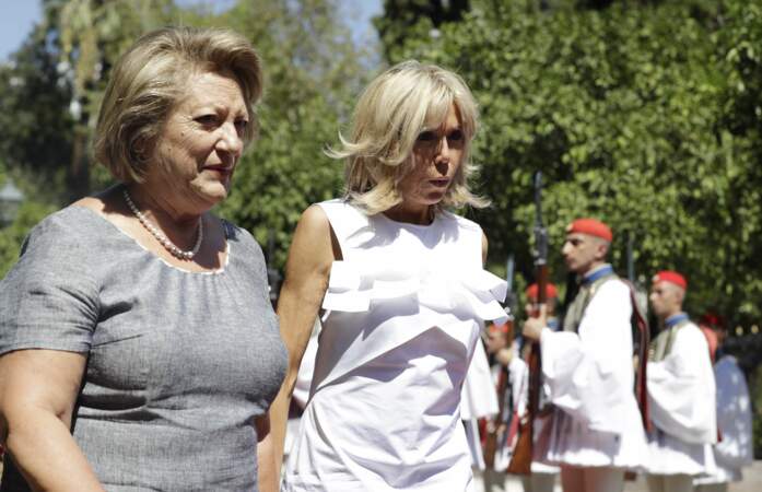 Brigitte Macron lors de son arrivée en Grèce