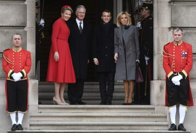 Le roi Philippe de Belgique, la reine Mathilde de Belgique, Emmanuel et Brigitte Macron le 19 novembre 2018
