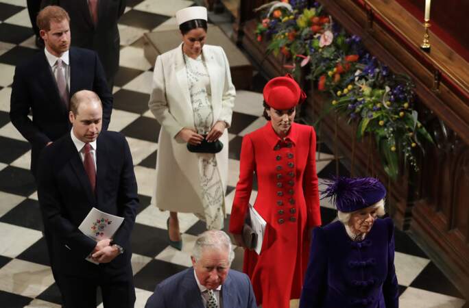 La famille royale à l'Abbaye de Westminster pour une sortie officielle, à Londres, le 11 mars 2019.