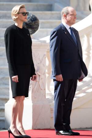 Charlène de Monaco et le prince Albert II ont accueilli le couple présidentiel chinois, le 24 mars 2019