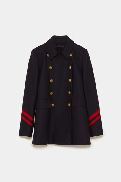 Navy, veste Zara, 99 €.