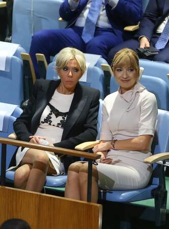 Brigitte Macron assiste au discours de son mari à l'ONU